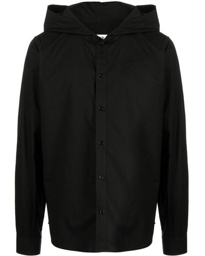 MM6 by Maison Martin Margiela Hooded Cotton Shirt - Black