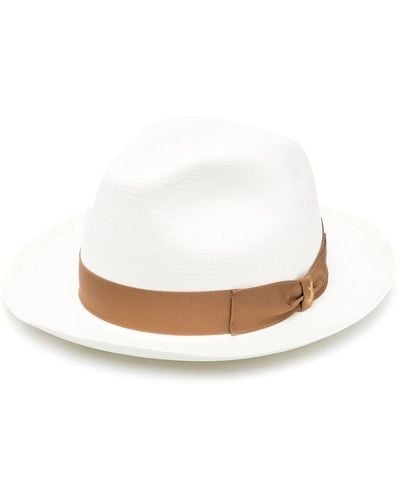 Borsalino Straw Ribbon Hat - White