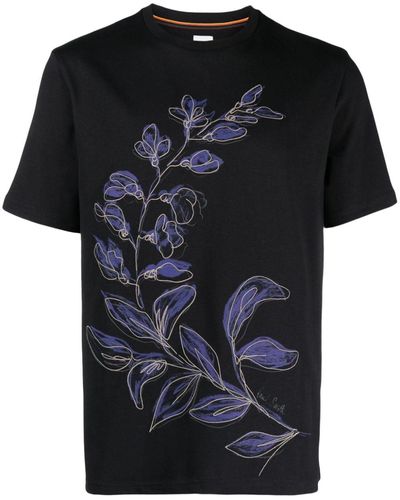 Paul Smith Floral-print Cotton T-shirt - Black