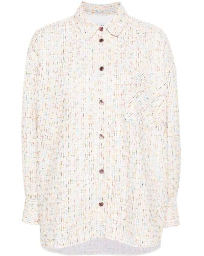 MSGM Camisa de tweed de manga larga - Blanco