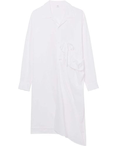 Y's Yohji Yamamoto Robe en coton à col pointu - Blanc