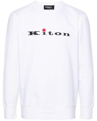 Kiton Sweatshirt mit Logo-Applikation - Weiß