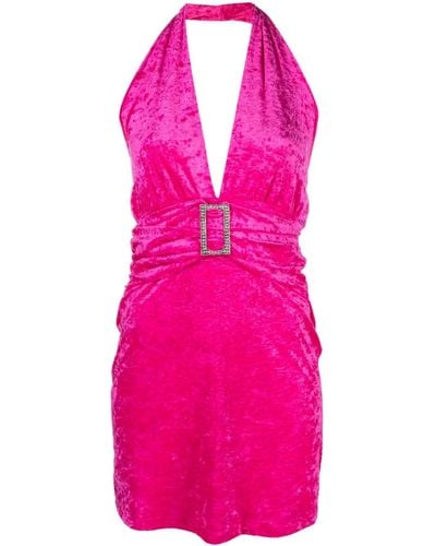 P.A.R.O.S.H. Crystal-embellished Velvet Minidress - Pink
