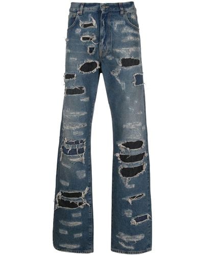 424 Jeans dritti con effetto vissuto - Blu