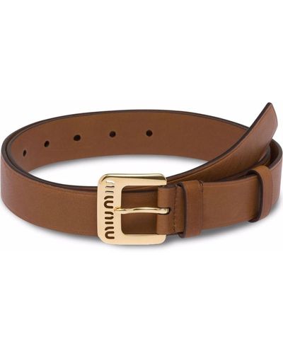 Miu Miu Cut-out Logo Leather Belt - Brown