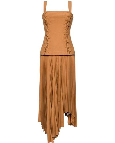 Acler Lace-up Detailing Dress - Brown