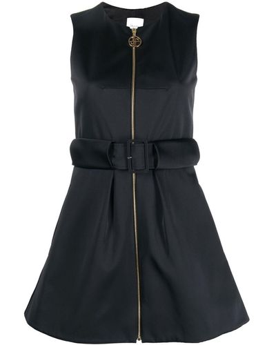 Patou Robe zippée courte à design sans manches - Noir