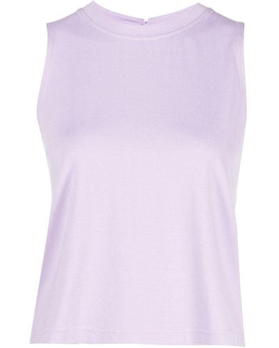 Marchesa Round Neck Cropped Tank Top - Purple