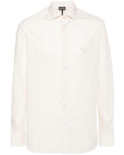 Emporio Armani Logo-embroidered Poplin Shirt - White
