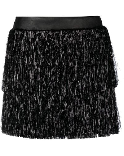 Loulou Eris Fringed Miniskirt - Black