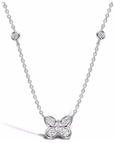 Pragnell 18kt White Gold Butterfly Diamond Pendant Necklace - Metallic