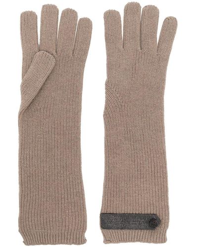 Brunello Cucinelli Fine-knit Cashmere Gloves - Brown