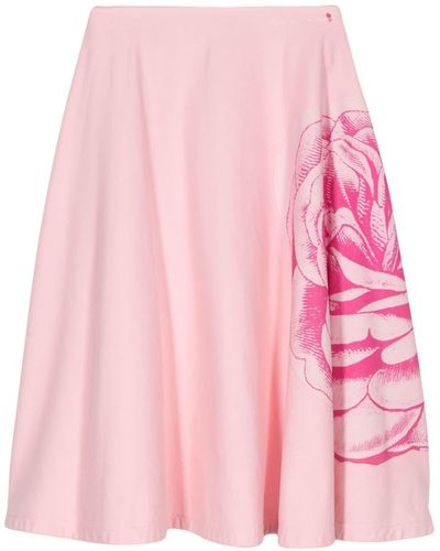 Marni Floral-print Cotton Skirt - Pink