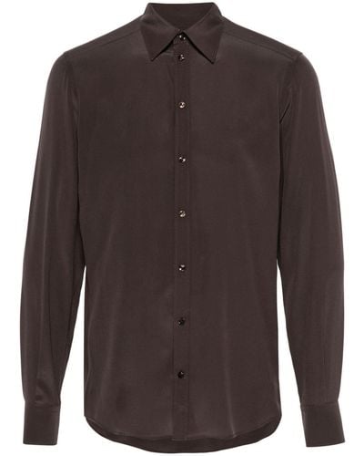 Dolce & Gabbana Classic-collar Silk Shirt - Brown
