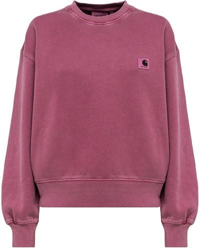Carhartt Nelson Logo-appliqué Cotton Sweatshirt - Pink