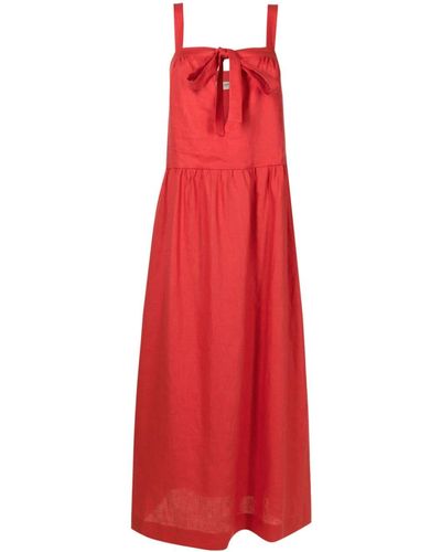 Adriana Degreas Bow-detail Linen Maxi Dress - Red