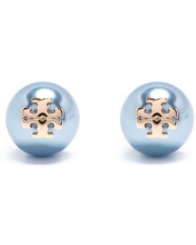 Tory Burch Pendientes Kira con detalle de perla - Azul