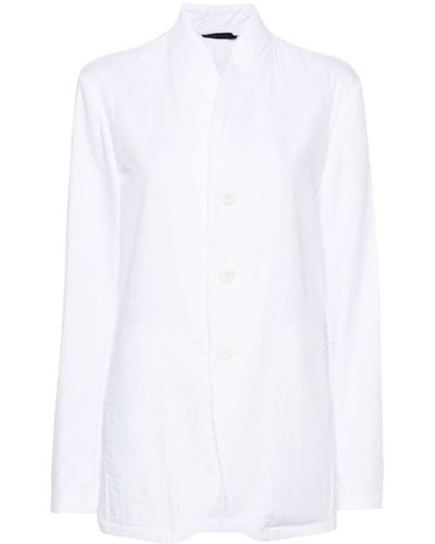 Giorgio Armani Single-breasted Seersucker Jacket - White