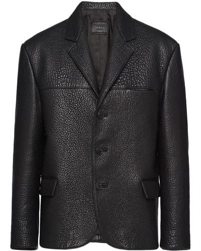 Prada Leather Single-breasted Blazer - Black