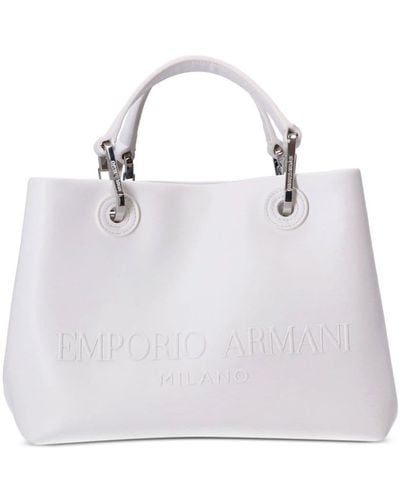 Emporio Armani ロゴエンボス ハンドバッグ - ホワイト