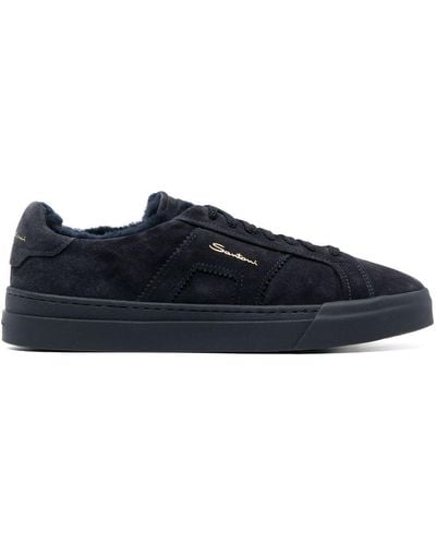 Santoni Low-top Suede Sneakers - Blue