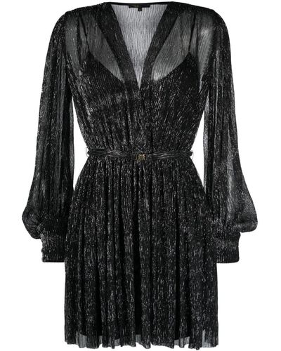 Maje Metallic-threading Belted Minidress - Black