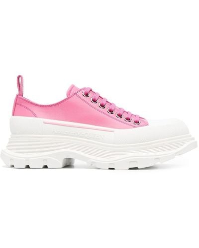 Alexander McQueen And White Tread Slick Laced Shoes - Pink