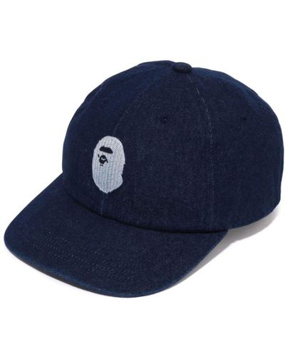 A Bathing Ape Set cappello denim con ciondolo logo - Blu