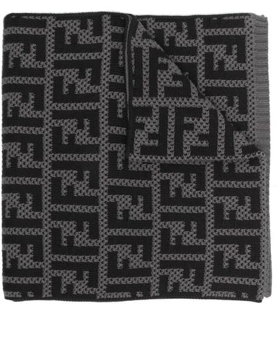 Fendi Sjaal Met Monogram Patroon - Zwart