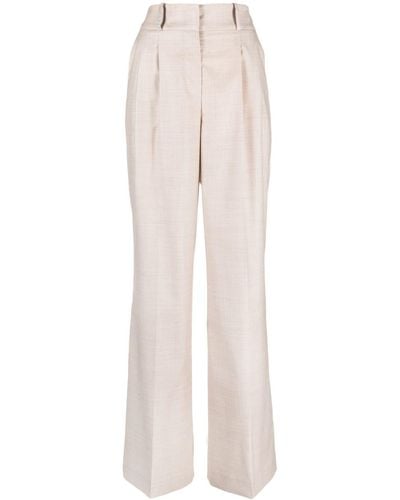Peserico Virgin-wool Wide-leg Pants - White