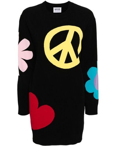 Moschino Graphic-print Sweater Dress - Black