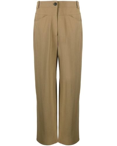 Khaite High-waisted Straight Leg Trousers - Natural