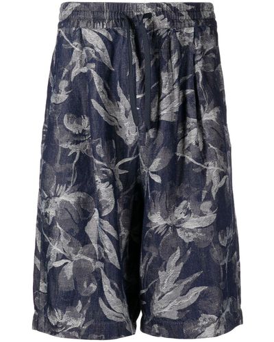 Emporio Armani Floral-pattern Bermuda Shorts - Blue
