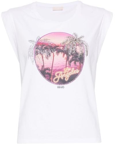 Liu Jo Rhinestone-apliqué Sleeveless T-shirt - Pink