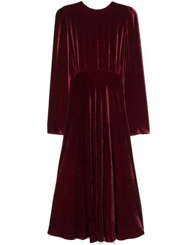 Quira Contrasting-panel Velvet Gown - Red