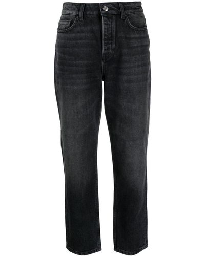 Claudie Pierlot Stonewashed Organic Cotton Cropped Jeans - Black