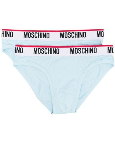 Moschino Logo-waistband Briefs - Blue