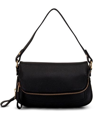 Tom Ford Folded-design Pebbled-leather Shoulder Bag - Black