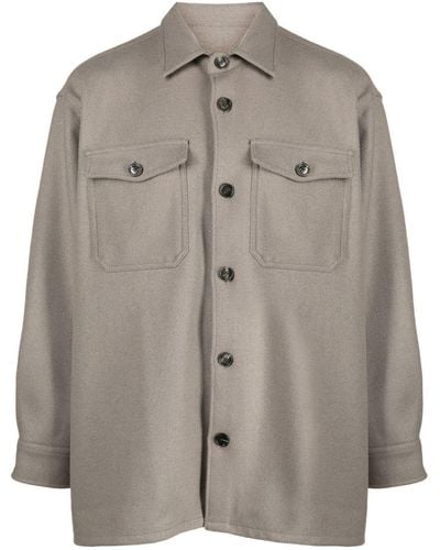 Ami Paris Spread-collar Wool-blend Shirt Jacket - Grey