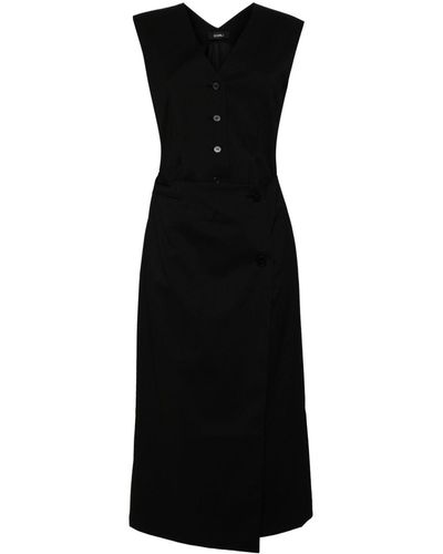 Goen.J Layered Cropped Front Vest Panel Dress - Black