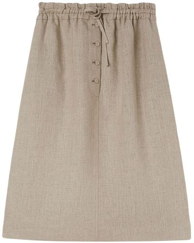 Jil Sander Drawstring-waist Linen Skirt - Natural