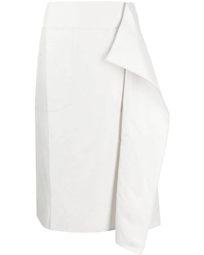 Lee Mathews High-waisted Draped Midi Skirt - White