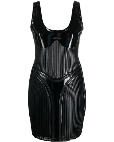 Mugler Glanzende Mini-jurk Met Reliëf - Zwart