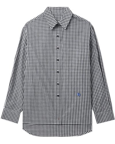 Adererror Tetris-appliqué Checkered Shirt - Blue