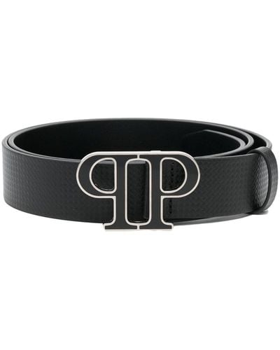 Philipp Plein Cinturón con placa del logo - Negro