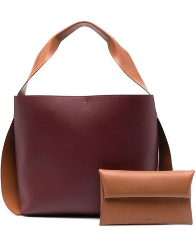 Jil Sander Medium Leather Shoulder Bag - Red