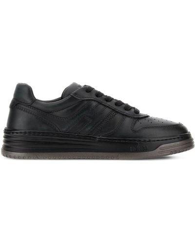 Hogan H630 Paneled Leather Sneakers - Black
