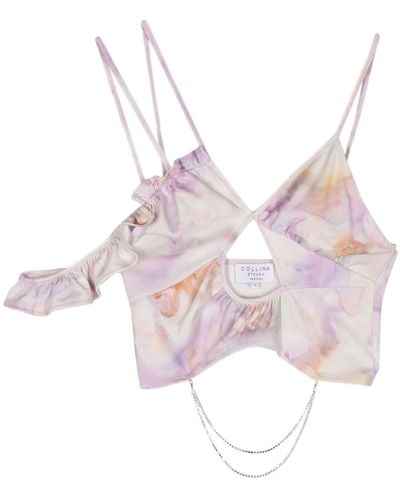 Collina Strada Lily Watercolour-print Cropped Top - Pink
