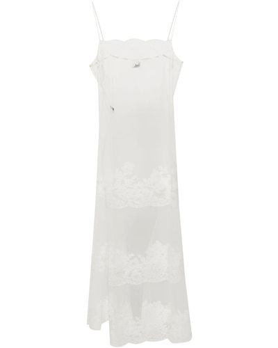 Carine Gilson Lace-appliqué Sheer Maxi Dress - White