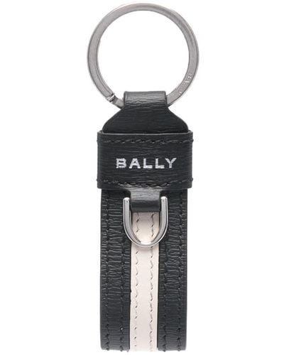 Bally Logo-print Leather Keyring - Black